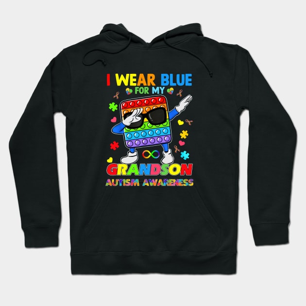 Poplt Dab I Wear Blue For My Grandson Autism Awareness Hoodie by Brodrick Arlette Store